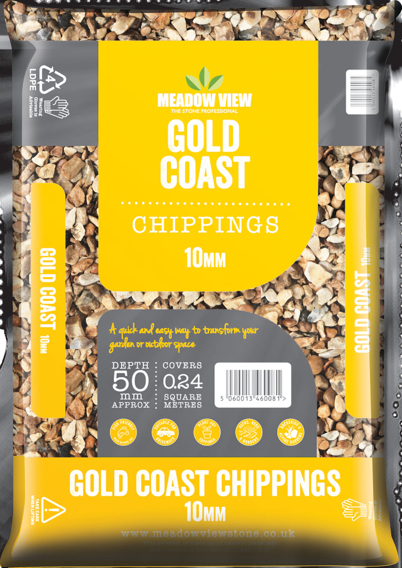 Gold Coast Chippings 10mm Due to high sales volumes on aggregates please contact us on 01622 871 250 for a true stock count.