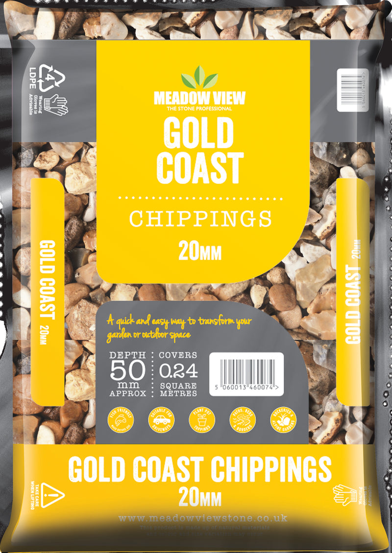 Gold Coast Chippings 20mm Due to high sales volumes on aggregates please contact us on 01622 871 250 for a true stock count.