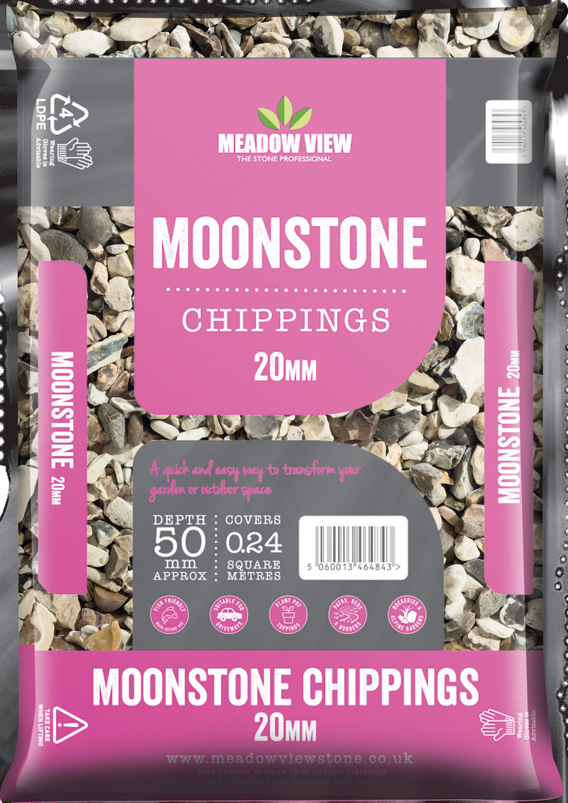 Moonstone Chippings 20mm Due to high sales volumes on aggregates please contact us on 01622 871 250 for a true stock count.