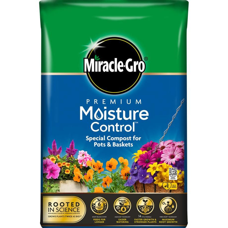 Miracle-Gro® Premium Moisture Control Compost for Pots & Baskets 40L Peat Free